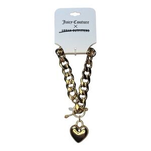 NWT Juicy Couture x Urban Outfitters Gold Chain Toggle Bracelet Heart Pendant